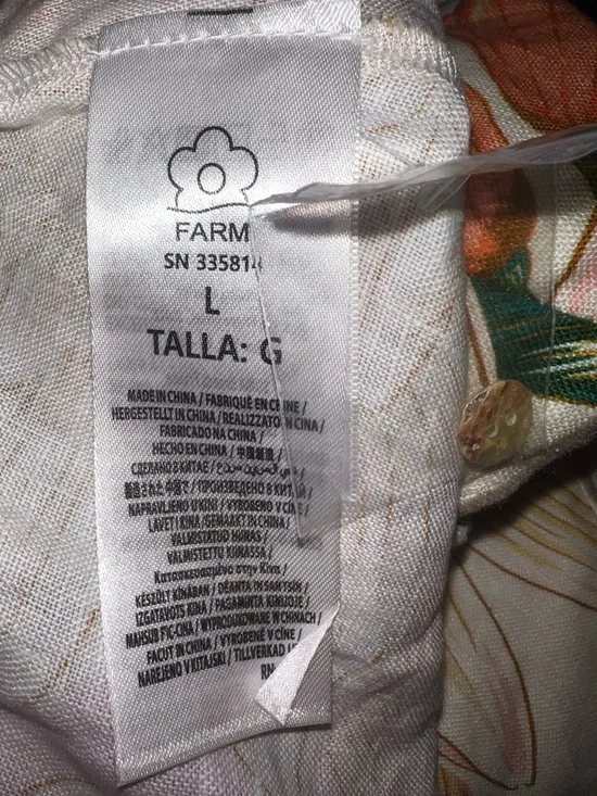 Farm Rio Guaragarden 100% Linen Halter Midi Dress Button Back Floral NWT Large - Picture 16 of 16